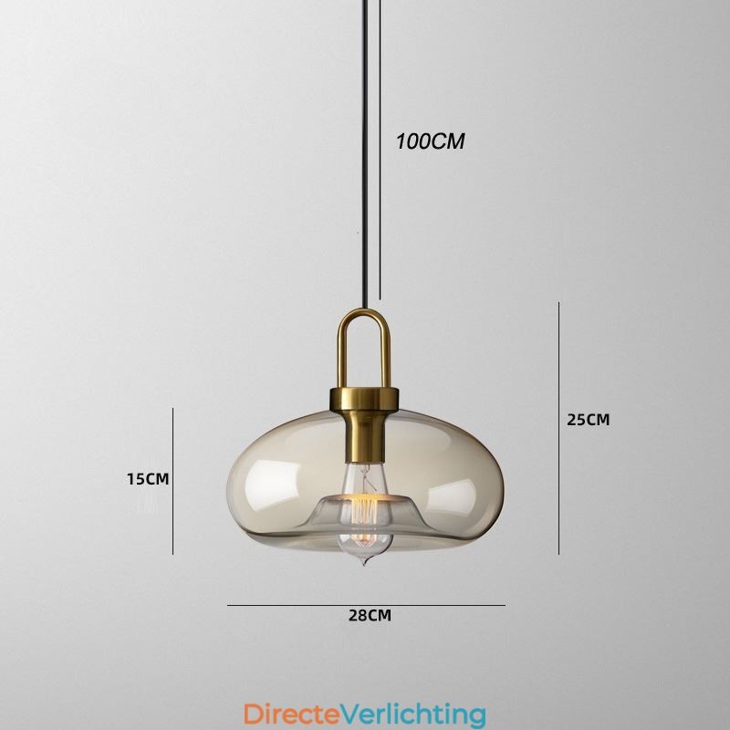 3-lichts hanglamp met glazen kap eiland