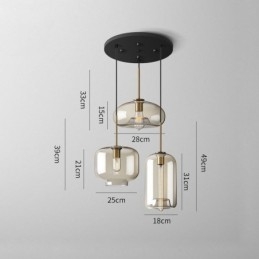 3-lichts glazen hanglamp klassieke cluster hangende verlichtingsarmatuur café