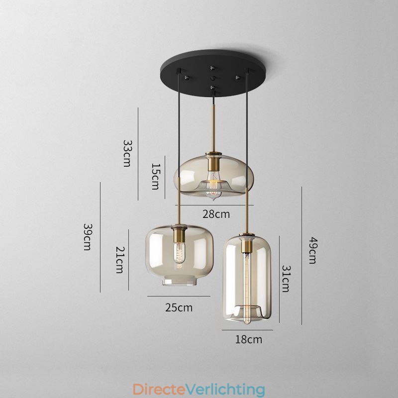 3-lichts glazen hanglamp klassieke cluster hangende verlichtingsarmatuur café