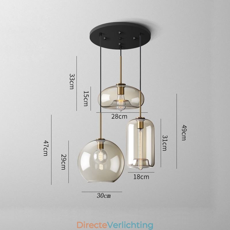 3-lichts glazen hanglamp klassieke cluster hangende verlichtingsarmatuur café