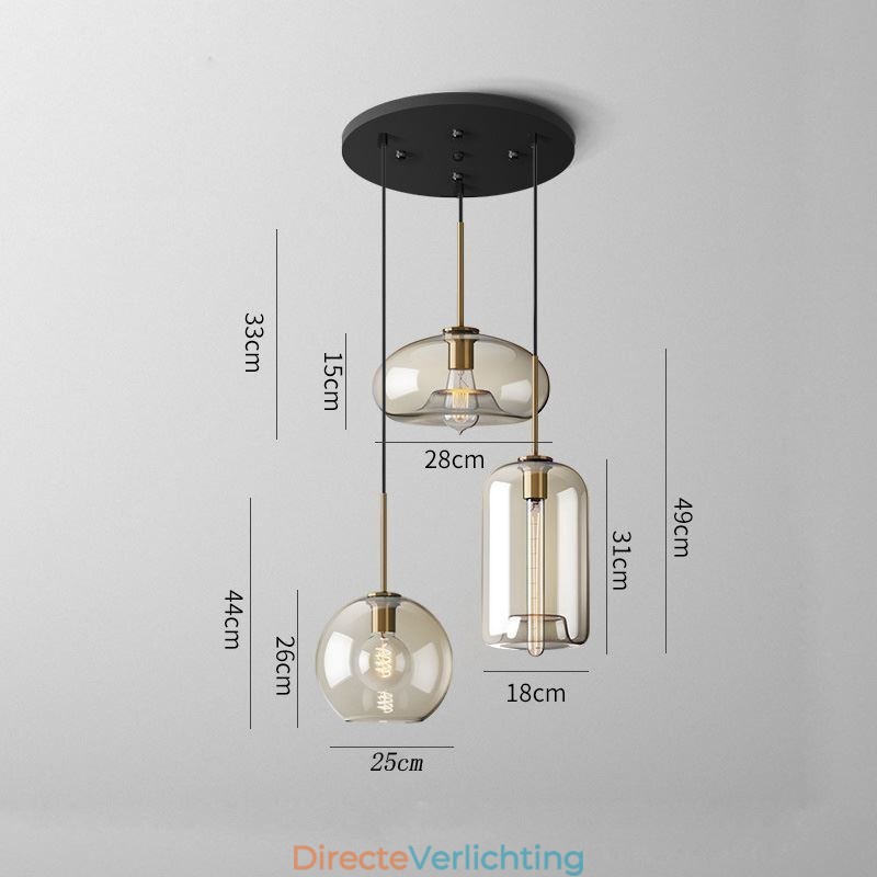 3-lichts glazen hanglamp klassieke cluster hangende verlichtingsarmatuur café