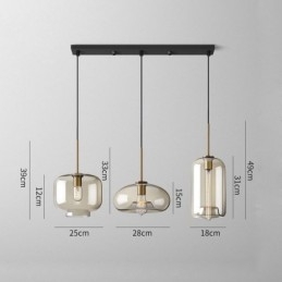 3-lichts glazen hanglamp klassieke cluster hangende verlichtingsarmatuur café