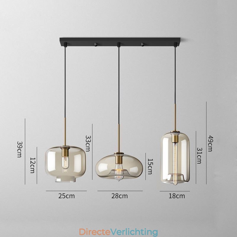 3-lichts glazen hanglamp klassieke cluster hangende verlichtingsarmatuur café