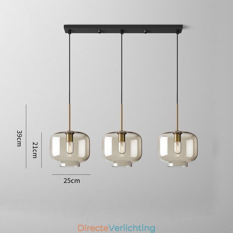 3-lichts glazen hanglamp klassieke cluster hangende verlichtingsarmatuur café