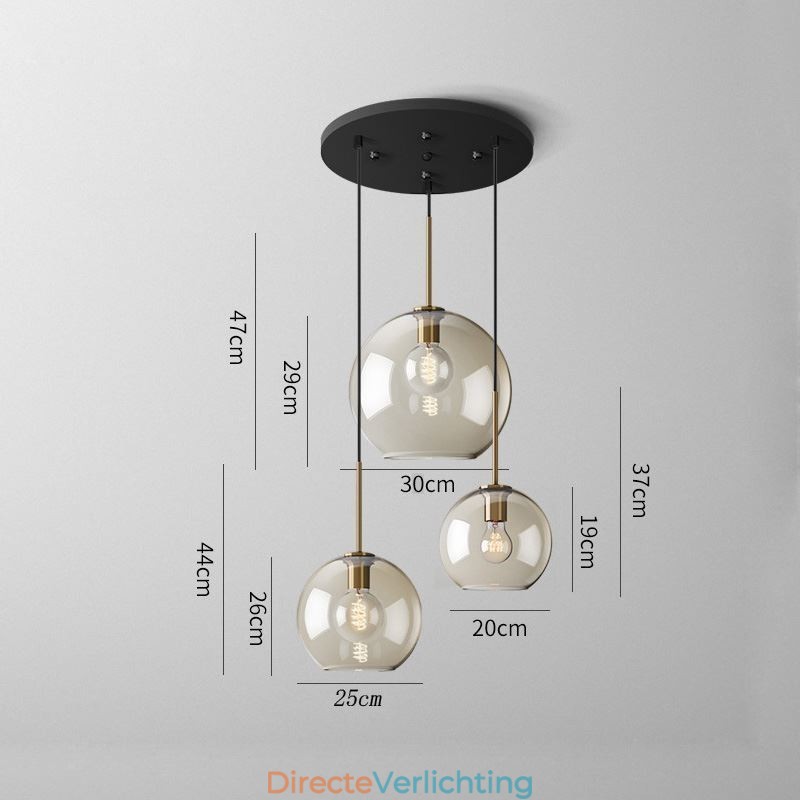 3-lichts glazen hanglamp klassieke cluster hangende verlichtingsarmatuur café