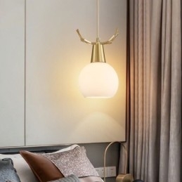 Moderne eenvoudige koperen hanglamp met gewei