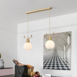 Moderne eenvoudige koperen hanglamp met gewei
