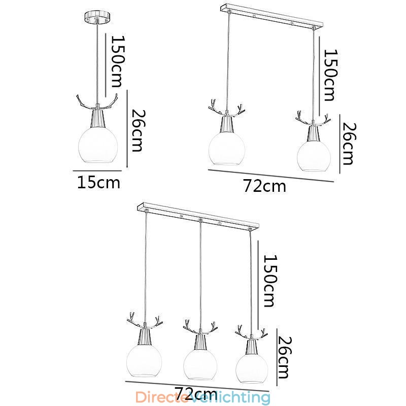 Moderne eenvoudige koperen hanglamp met gewei