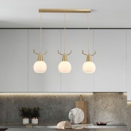 Moderne eenvoudige koperen hanglamp met gewei