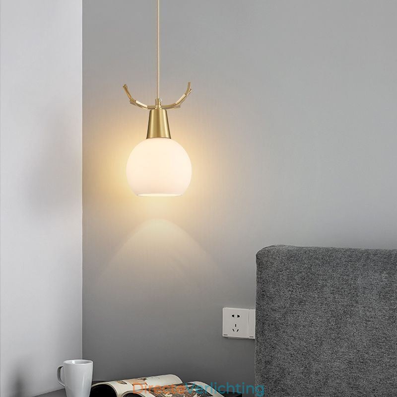 Moderne eenvoudige koperen hanglamp met gewei