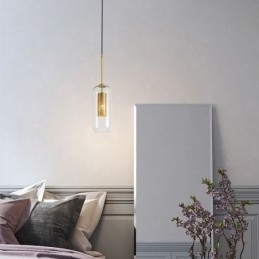 Nordic helder glazen hanglamp Unieke binnen messing holle hanglamp