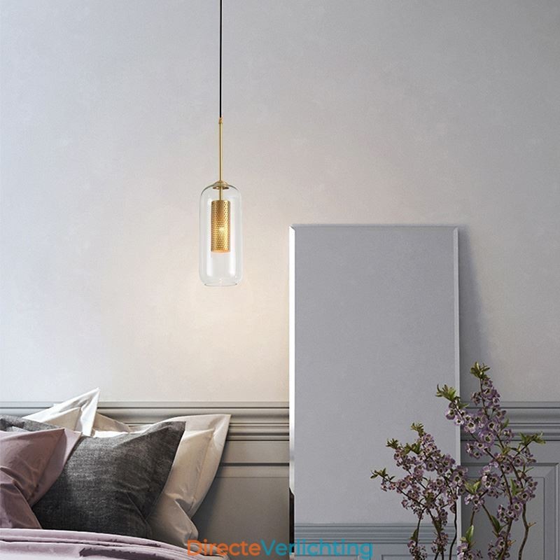 Nordic helder glazen hanglamp Unieke binnen messing holle hanglamp