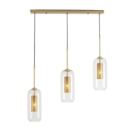 Nordic helder glazen hanglamp Unieke binnen messing holle hanglamp