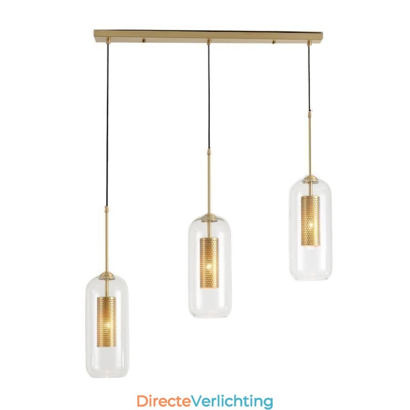 Nordic helder glazen hanglamp Unieke binnen messing holle hanglamp