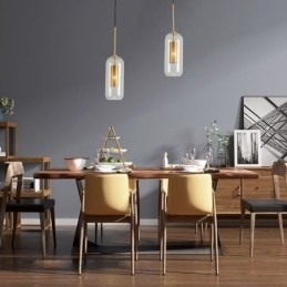 Nordic helder glazen hanglamp Unieke binnen messing holle hanglamp
