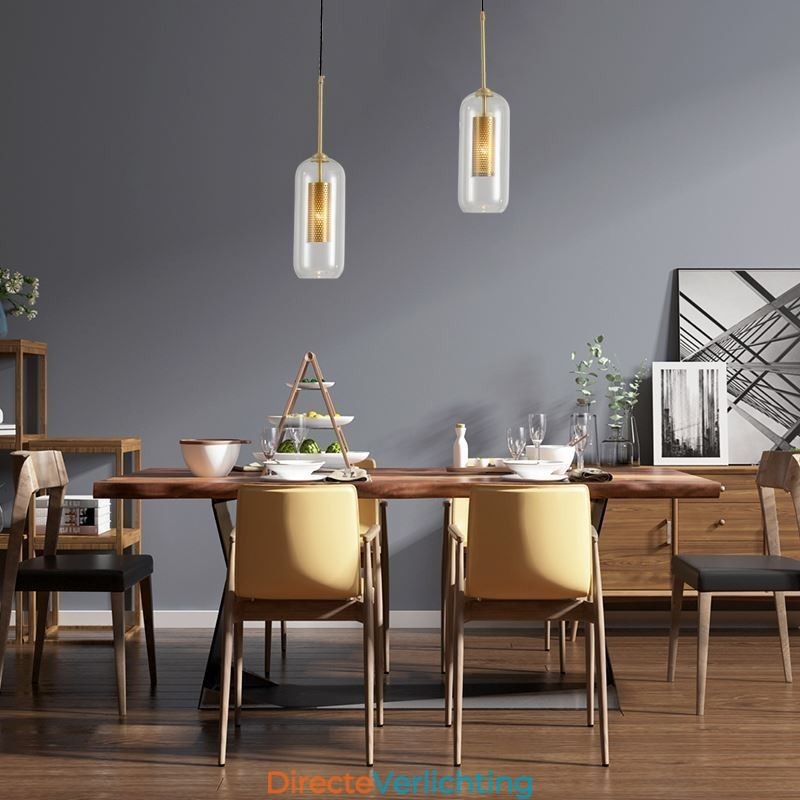 Nordic helder glazen hanglamp Unieke binnen messing holle hanglamp