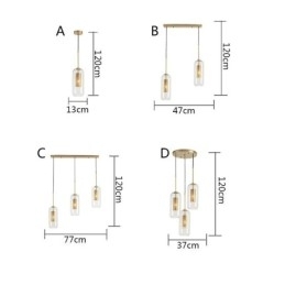 Nordic helder glazen hanglamp Unieke binnen messing holle hanglamp