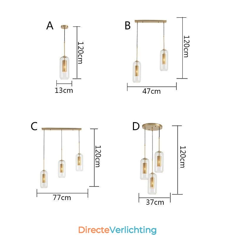 Nordic helder glazen hanglamp Unieke binnen messing holle hanglamp