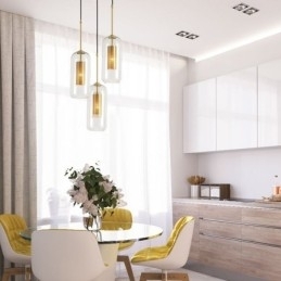 Nordic helder glazen hanglamp Unieke binnen messing holle hanglamp