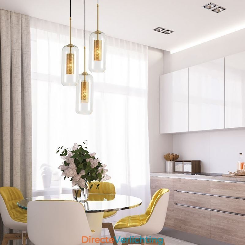 Nordic helder glazen hanglamp Unieke binnen messing holle hanglamp