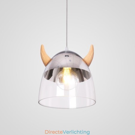 Klassieke glazen hanglamp, houten hoornlamp, creatieve verlichting Klassieke glazen hanglamp, houten hoornlamp, creatieve verlichting