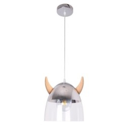Klassieke glazen hanglamp, houten hoornlamp, creatieve verlichting