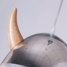 Klassieke glazen hanglamp, houten hoornlamp, creatieve verlichting