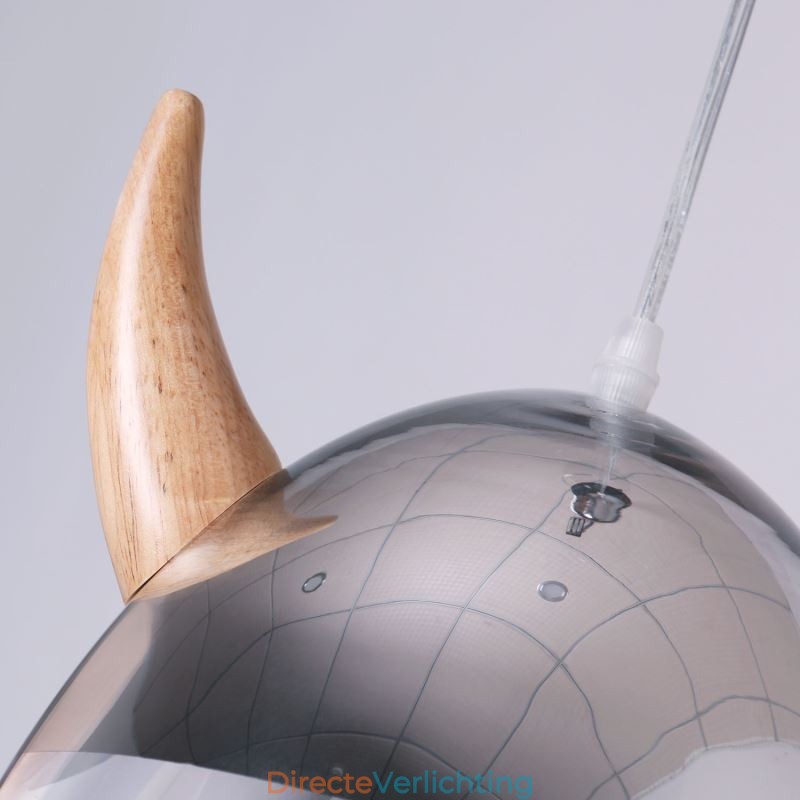 Klassieke glazen hanglamp, houten hoornlamp, creatieve verlichting