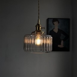 Jelly Jar Helder Geribbeld Glazen Hanglamp Met Draaischakelaar