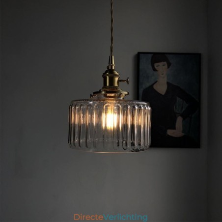Jelly Jar Helder Geribbeld Glazen Hanglamp Met Draaischakelaar Jelly Jar Helder Geribbeld Glazen Hanglamp Met Draaischakelaar