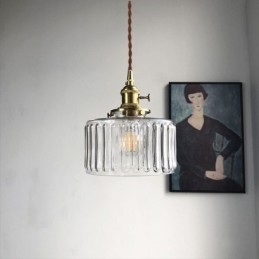 Jelly Jar Helder Geribbeld Glazen Hanglamp Met Draaischakelaar