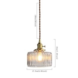 Jelly Jar Helder Geribbeld Glazen Hanglamp Met Draaischakelaar