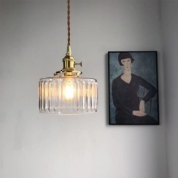 Jelly Jar Helder Geribbeld Glazen Hanglamp Met Draaischakelaar