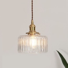 Jelly Jar Helder Geribbeld Glazen Hanglamp Met Draaischakelaar