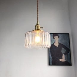Jelly Jar Helder Geribbeld Glazen Hanglamp Met Draaischakelaar