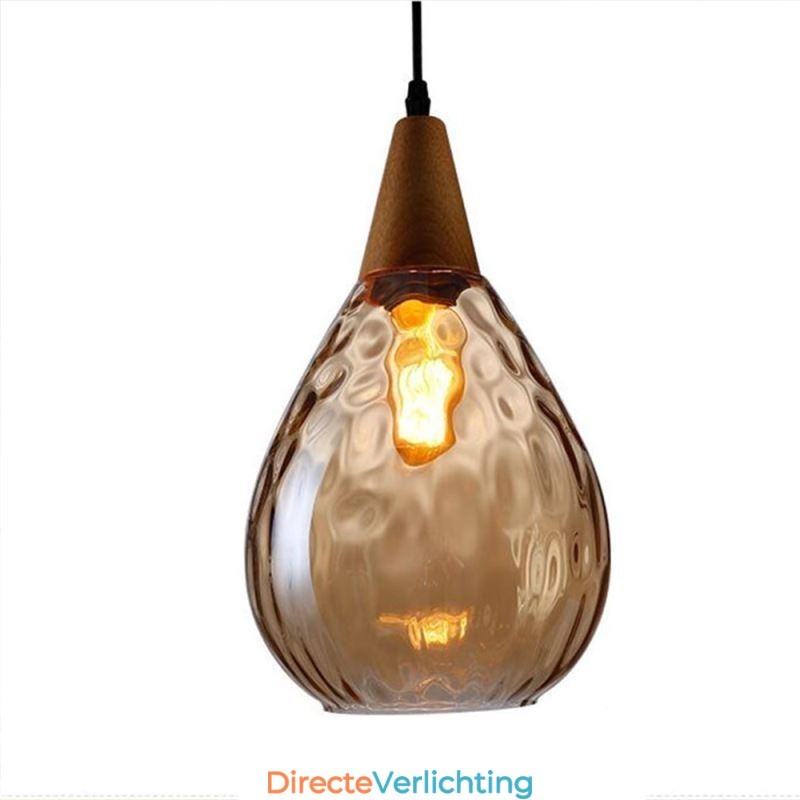 Hanglamp traanvormige glazen kap lamp licht
