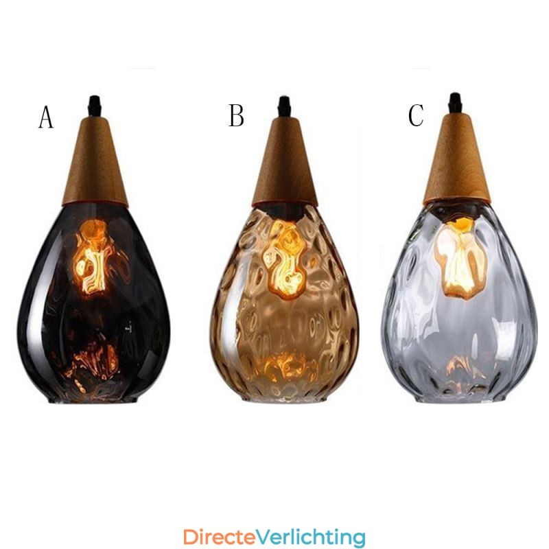 Hanglamp traanvormige glazen kap lamp licht