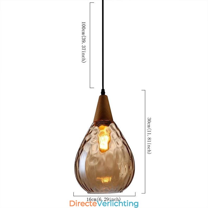 Hanglamp traanvormige glazen kap lamp licht