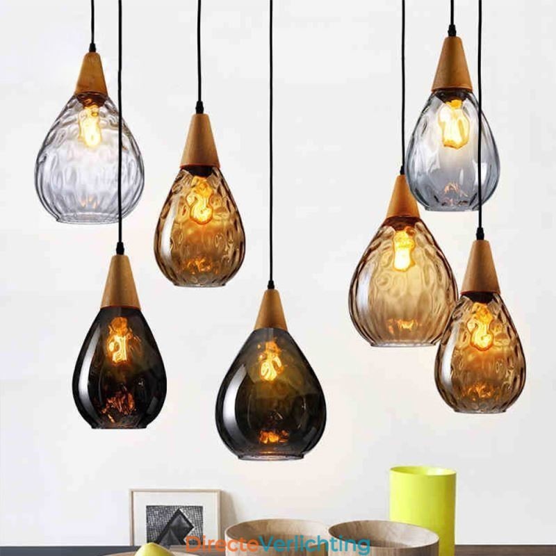 Hanglamp traanvormige glazen kap lamp licht