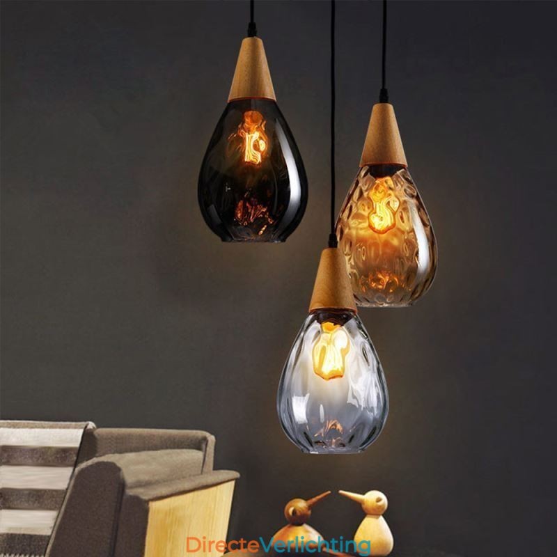 Hanglamp traanvormige glazen kap lamp licht