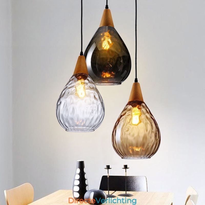 Hanglamp traanvormige glazen kap lamp licht