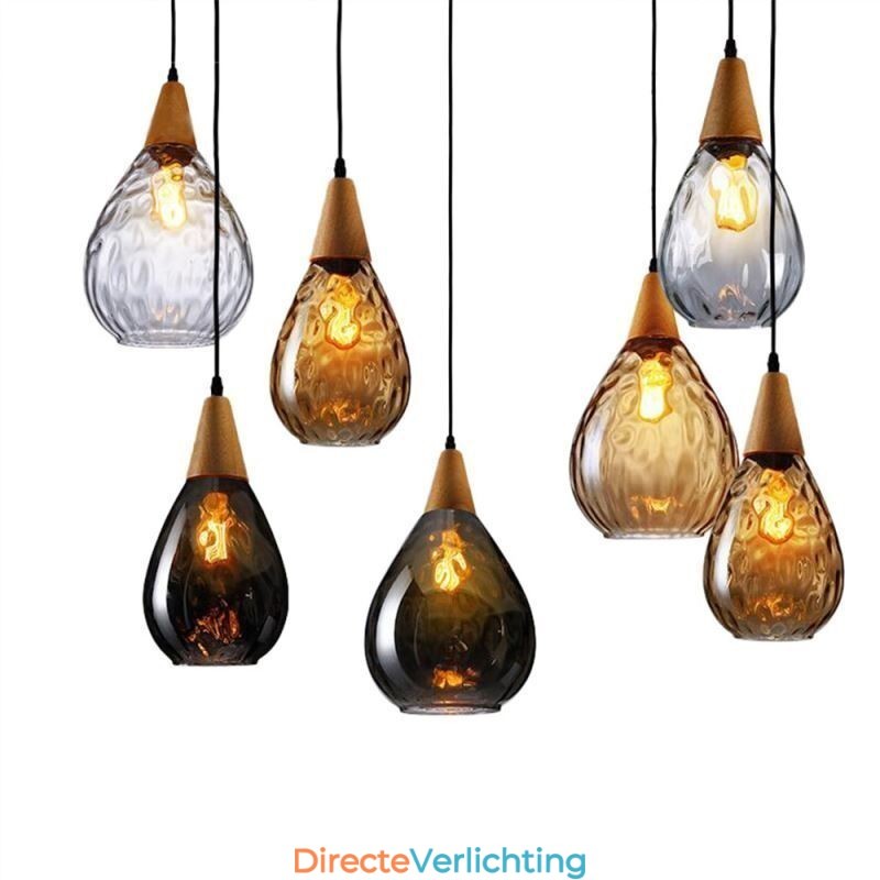 Hanglamp traanvormige glazen kap lamp licht