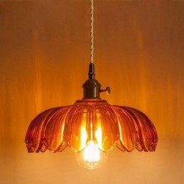 Moderne Retro Glazen Hanglamp Bloem Kap Lamp Met Draaischakelaar Licht