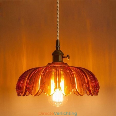 Moderne Retro Glazen Hanglamp Bloem Kap Lamp Met Draaischakelaar Licht Moderne Retro Glazen Hanglamp Bloem Kap Lamp Met Draaischakelaar Licht