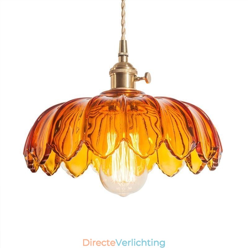 Moderne Retro Glazen Hanglamp Bloem Kap Lamp Met Draaischakelaar Licht