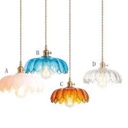 Moderne Retro Glazen Hanglamp Bloem Kap Lamp Met Draaischakelaar Licht