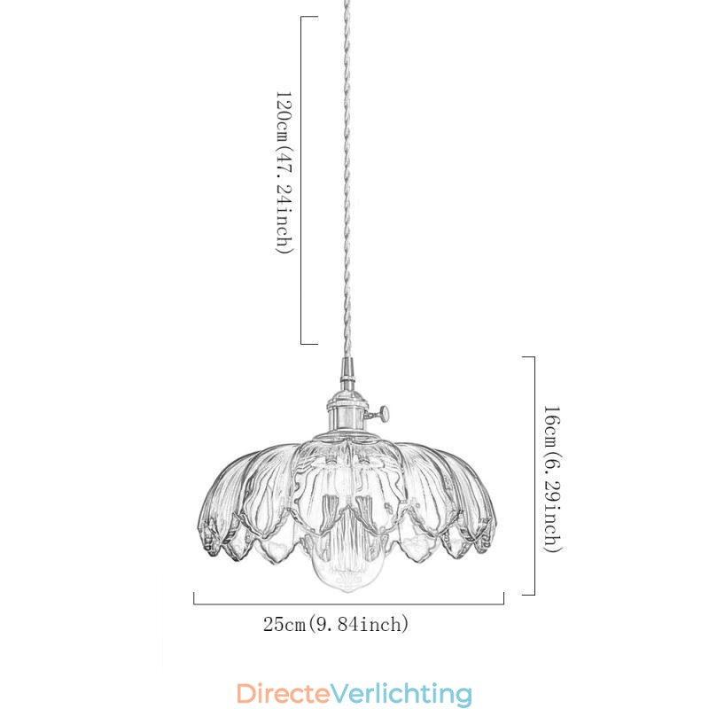 Moderne Retro Glazen Hanglamp Bloem Kap Lamp Met Draaischakelaar Licht