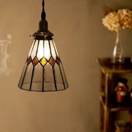 Rustieke plafondlamp, glas-in-lood hanglamp
