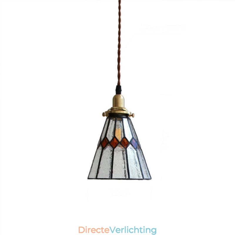 Rustieke plafondlamp, glas-in-lood hanglamp