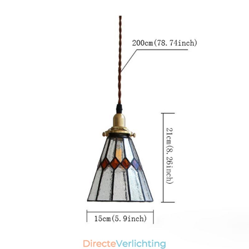 Rustieke plafondlamp, glas-in-lood hanglamp